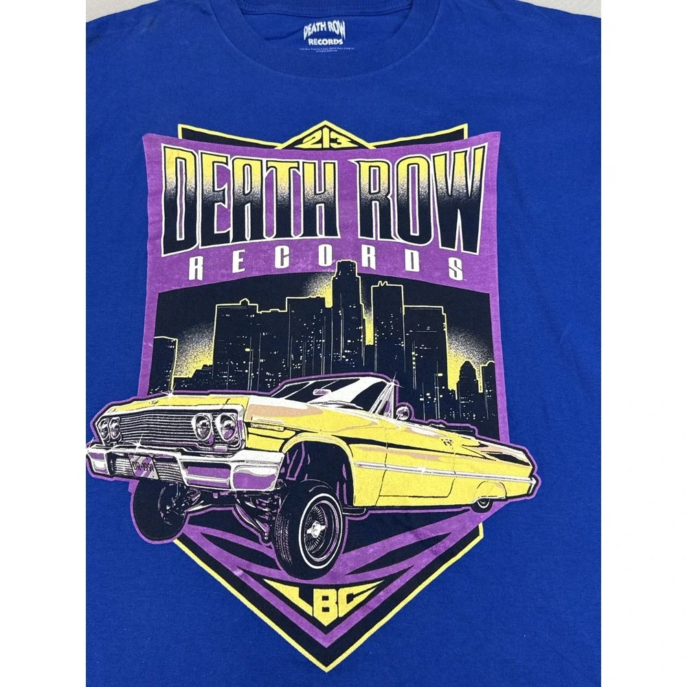 Death Row Records Graphic Tee Music Short Sleeve Crewneck L/G Blue 100% Cotton